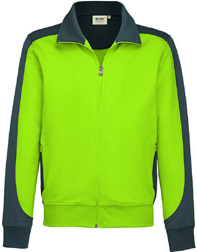 Sweatjacke Contrast Mikralinar® 477, kiwi/anthrazit, Gr. 4XL 